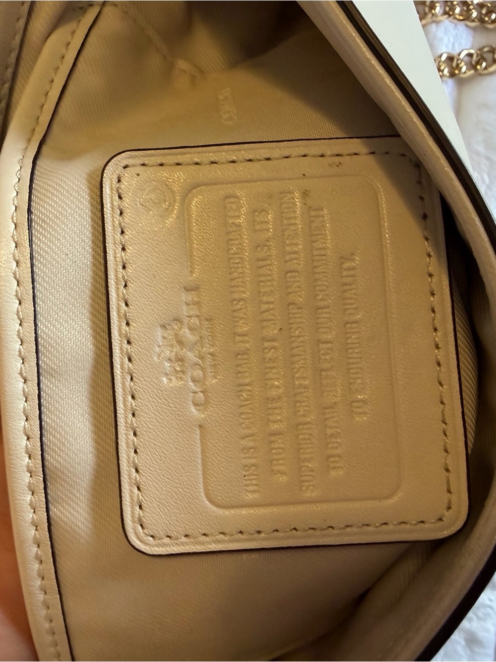 Coach Cream Leather Crossbody with Gold Chain - Picture 4 of 5